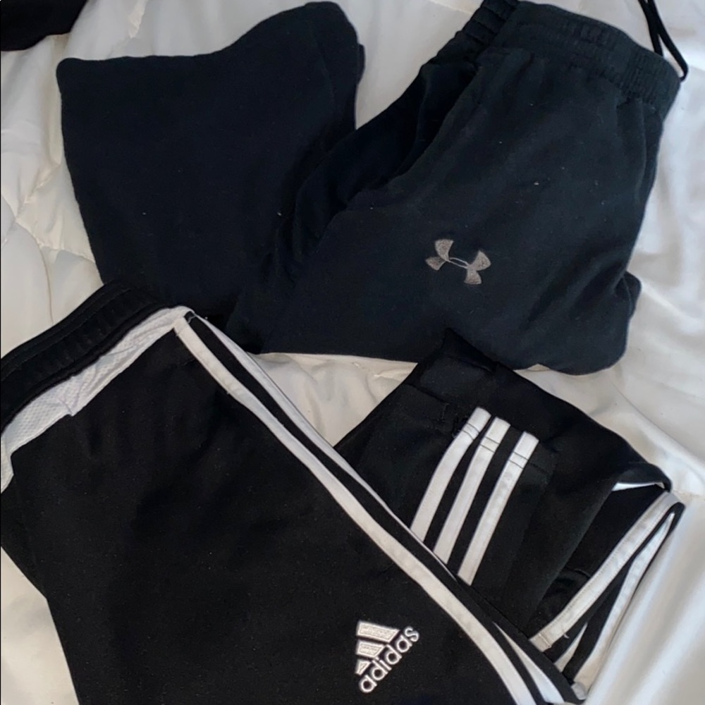 under armour fleece sweats & Adidas joggers
